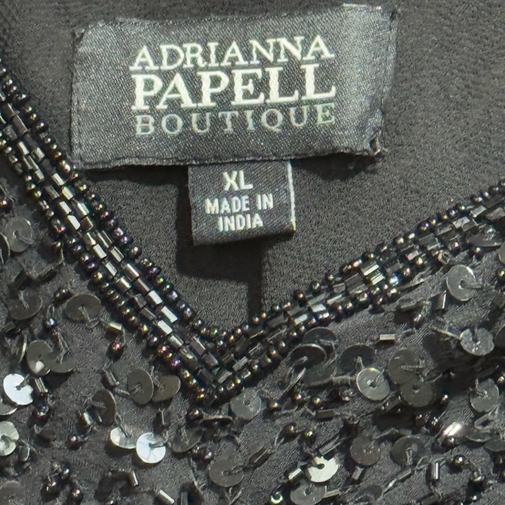 Adrianna Papell Black Sequin Embellished Top XL - Picture 3 of 5